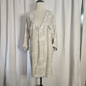 Life Is‎ Good Womens Shirt Sz Large Tunic Boho Beachy Short Sleeve Pullover